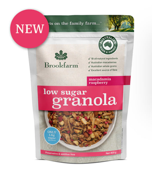 Brookfarm Low Sugar Macadamia & Raspberry Granola-The Village Grocer Club