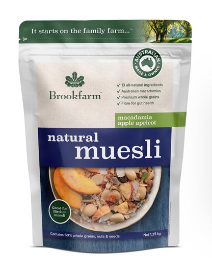 Brookfarm Natural Macadamia Apple and Apricot Muesli