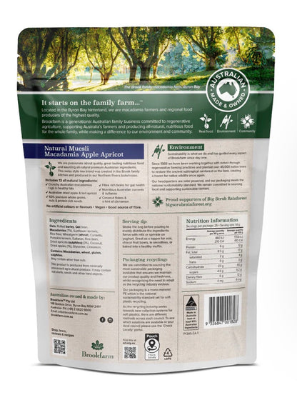 Brookfarm Natural Macadamia Apple and Apricot Muesli