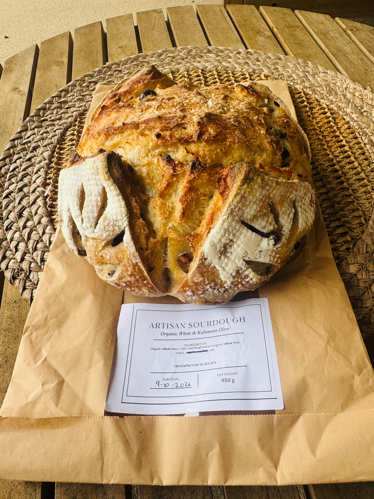 ( Friday Only) Hand baked organic sourdough