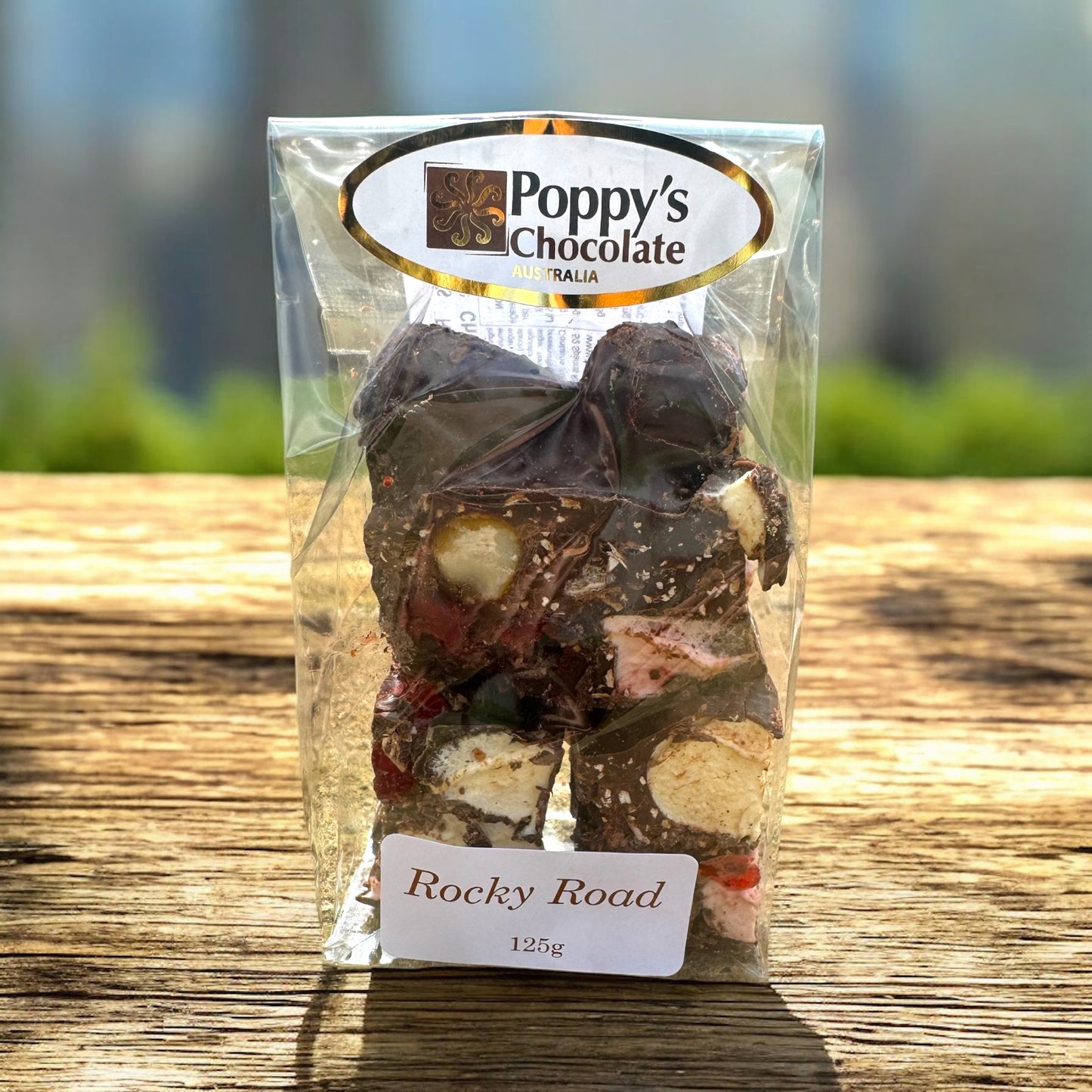 Poppy’s own Rocky Road Macadamia and Cherry Dark Chocolate-The Village Grocer Club
