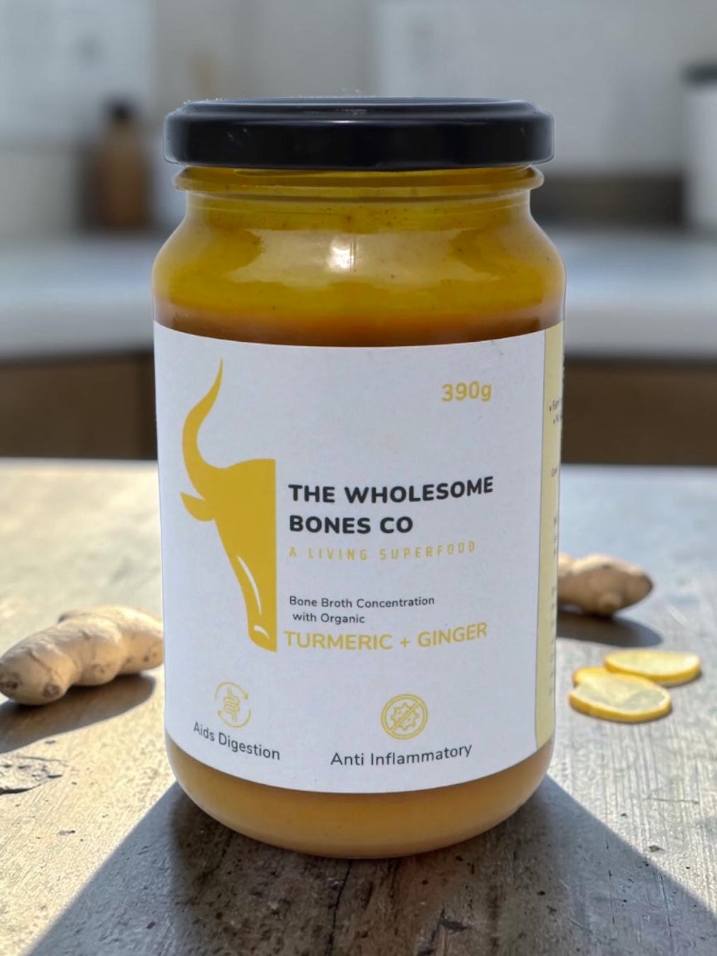 The Wholesome Bones Co -  Organic, Tumeric, Ginger, Onion & Black Pepper Bone Broth